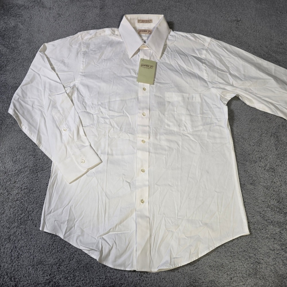 Halborne Ltd Mens 15.5-32 Dress Shirt White Pinpoint Oxford 100% Cotton NWT